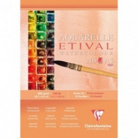 Clairefontaine A3 Etival Aquarelle 300gr 10sheets 96306C