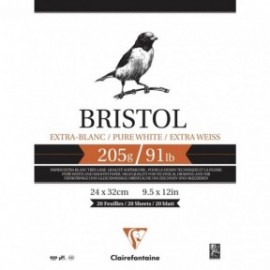 Clairefontaine A3 pure white Bristol 205gr 20sheets 96172C