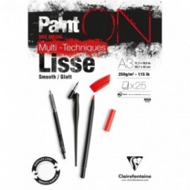 Clairefontaine A3 Paint On mix media Lisse 250gr 25sheets 975730C