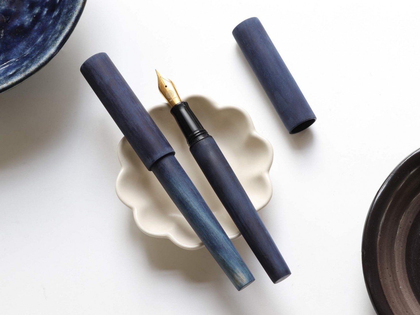 Wancher Indigo blue olivewood Sekai - Ai, World Tree  fountain pen