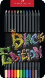 Faber Castell Colour Pencils Black Edition cardboard wallet of 12 pieces 116413