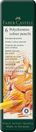 Faber Castell Polychromos colour pencils, tin of 6 110096