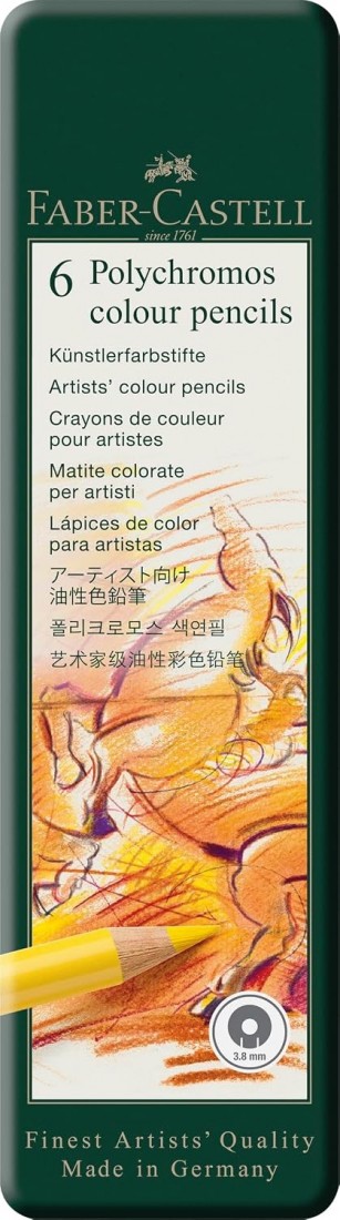 Faber Castell Polychromos colour pencils, tin of 6 110096
