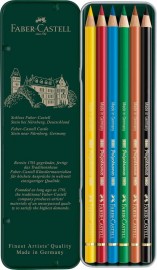 Faber Castell Polychromos colour pencils, tin of 6 110096