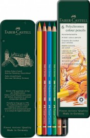 Faber Castell Polychromos colour pencils, tin of 6 110096