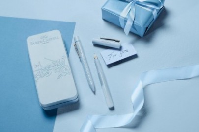 Faber Castell 201524 Grip Edition Set, Sky Blue, with Fountain Pen Nib and Ballpoint Pen,  in Metal Case