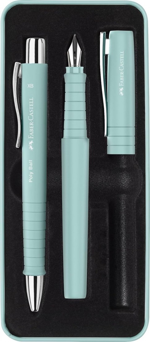 Faber Castell Poly Caribic Blue Set 241053 Fountain pen and Ballpen