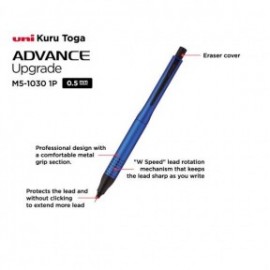 Uni Kurutoga Advance Upgrade Model 0.5mm, Mechanical Pencil, Navy Body, M5-10301P.9