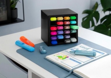 Faber Castell Highlighter Desk Set of 24pcs Chisel Tip Markers, Metallic, Neon, and Pastel Set - Thin No Bleed Highlighters 254602