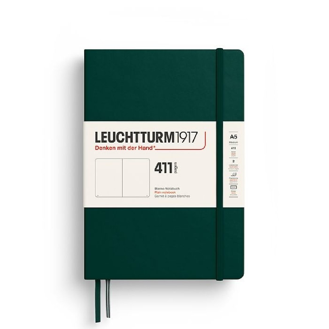 Leuchtturm 1917 Notebook A5 411p Forest Green Plain Hard Cover