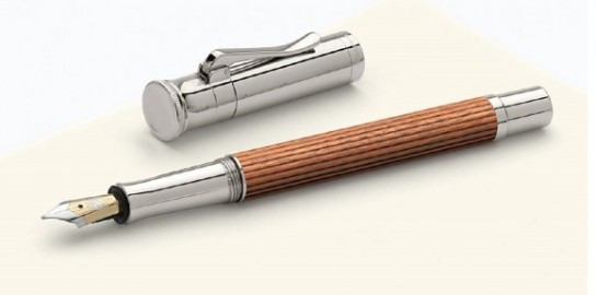 Graf Von Faber Castell Classic Fountain Pen Platinum, Pernambuco Wood, 145540