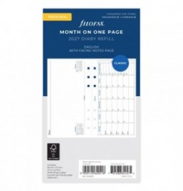 Refill Personal 2027 Month on one Page 27-68405 Filofax