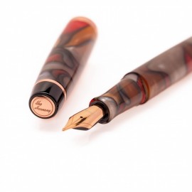 Opus 88 Harmony Red Grey Marble Fountain Pen