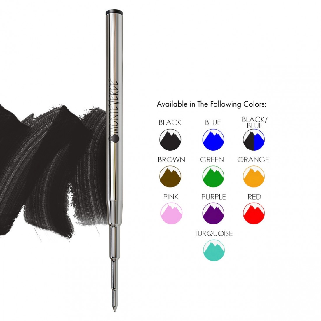 Monteverde USA Soft Roll Ballpoint Refill To Fit Montblanc Ballpoint Pens, Medium Point,  M133, 2pcs.