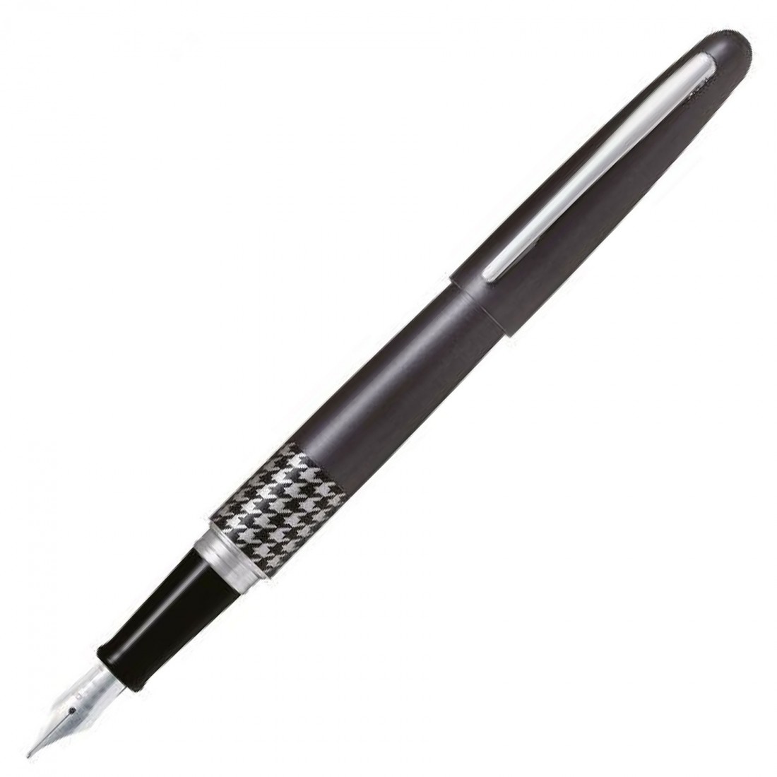 Pilot MR Retro Pop Collection, Fountain Pen, Metallic Gray, Houndstooth Ring, Medium Nib