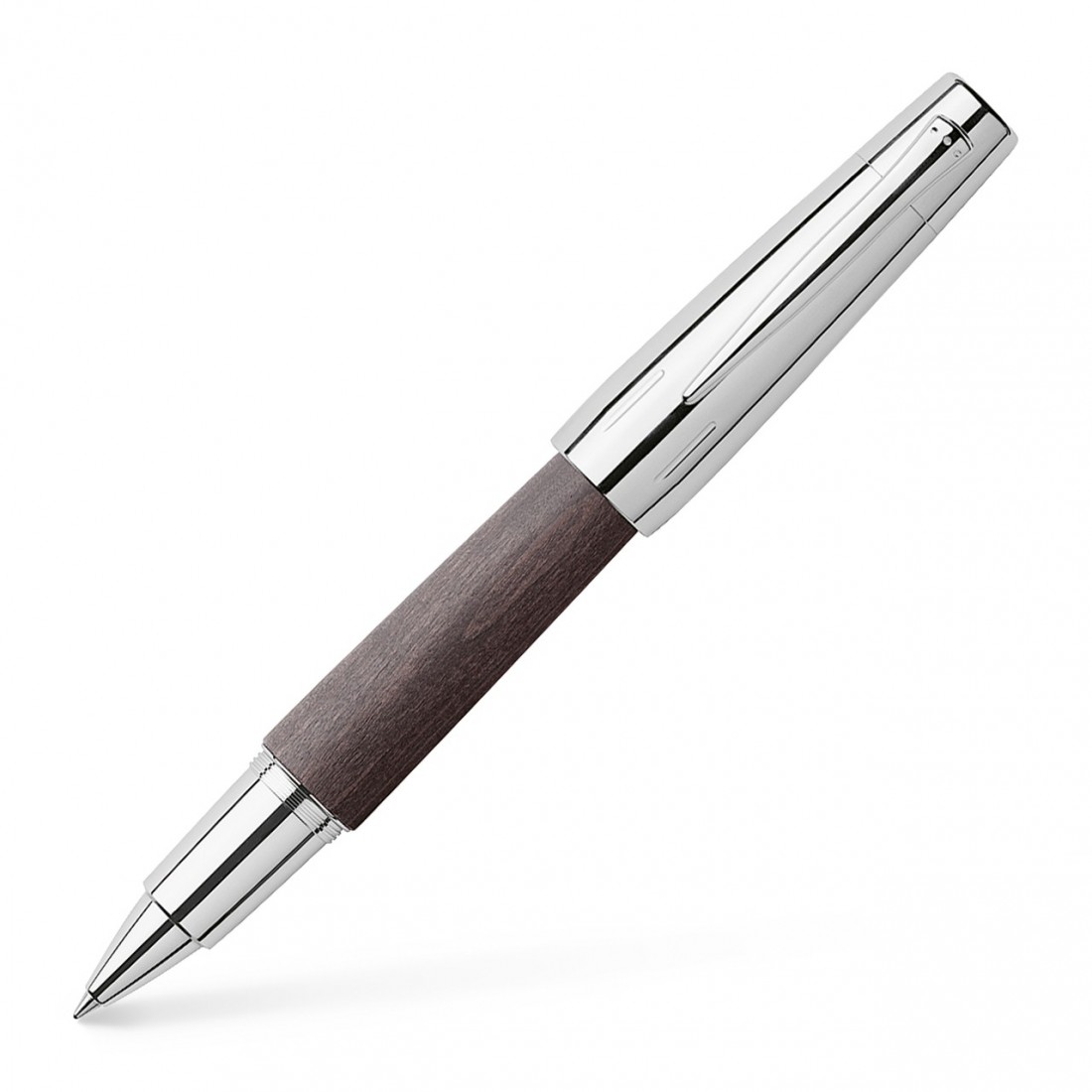 Faber Castell E-Motion Pearwood Dark Brown Chrome 148215 Rollerball Pen fc