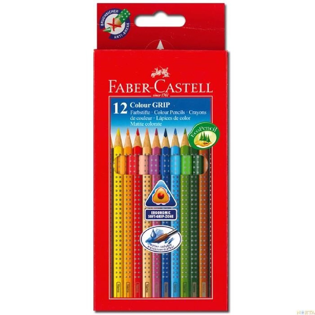 Faber Castell Classic Colour Grip colour pencil, cardboard wallet of 12 112412