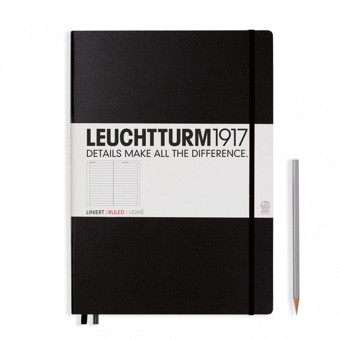 Leuchtturm 1917 Notebook A4 plus 235p Black Ruled Hard Cover