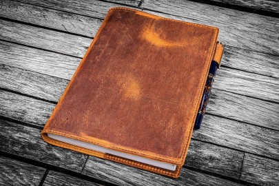 Galen Leather Slim A5 Notebook Planner Cover - Crazy Horse Brown