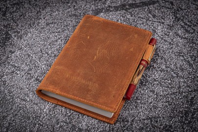 Galen Leather Slim A6 Notebook Planner Cover - Crazy Horse Brown