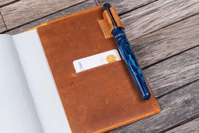 Galen Leather Slim A6 Notebook Planner Cover - Crazy Horse Brown