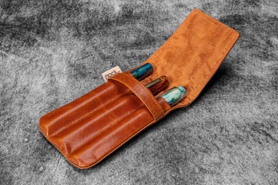 Galen Leather Legacy Collection Galen X Nock Co Leather Lookout Pen Case - Deep Cognac