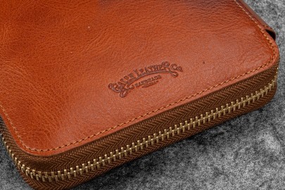 Galen Leather Legacy Leather Zip Pen Case For 12 Pens - A6 - Deep Cognac