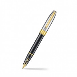 Sheaffer Legacy 9065 Glossy Black and Chrome Bi-color Fountain Pen with 14K PVD Gold-Plated, Stainless Steel Inlaid Nib and Trims