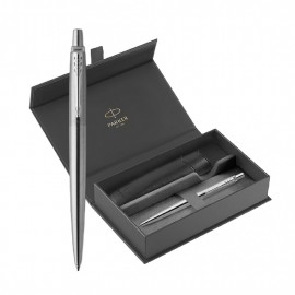 Parker Jotter Core Stainless Steel CT Ballpen and Black Pouch P