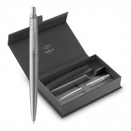 Parker Jotter XL Monochrome stainless steel Ballpen and Black Pouch