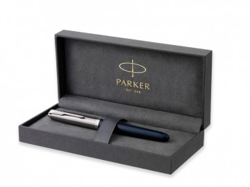 PARKER 51 MIDNIGHT BLUE RESIN CHROME TRIM FOUNTAIN PEN STEEL NIB