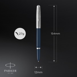 PARKER 51 MIDNIGHT BLUE RESIN CHROME TRIM FOUNTAIN PEN STEEL NIB