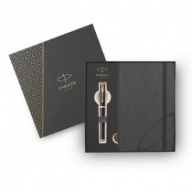 Parker IM Premium Black Gold GT Set Rollerball and Notebook PA
