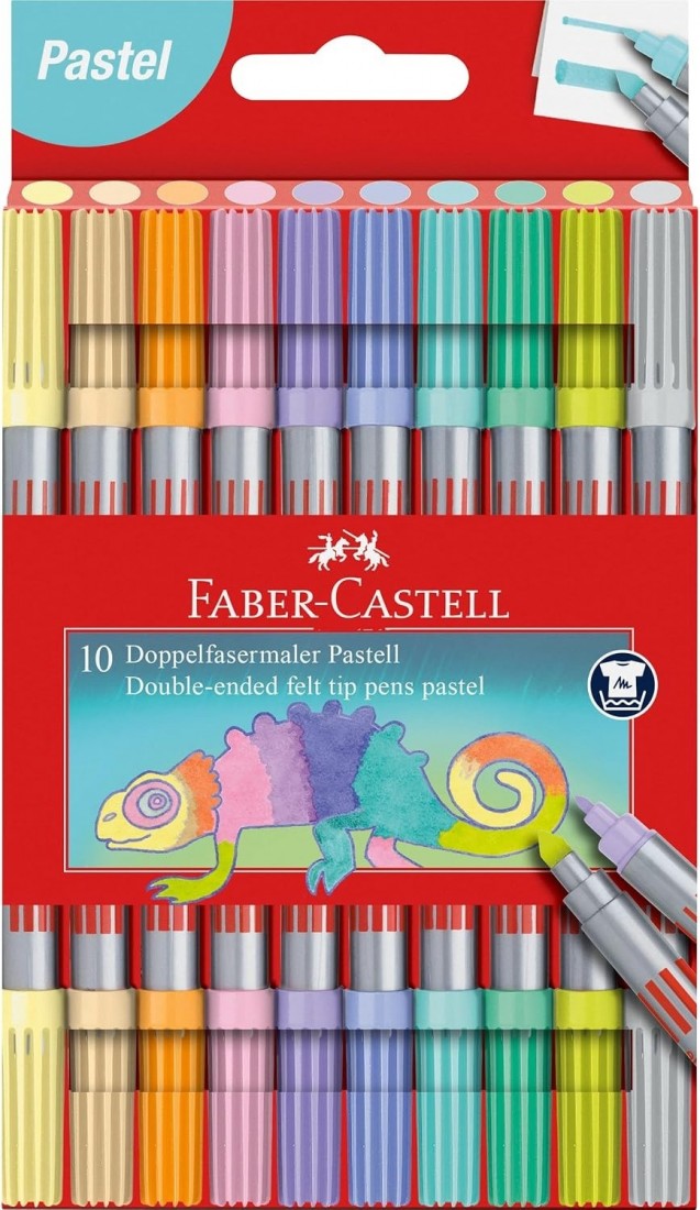 Faber Castell 151112 Felt Tip Pen Set Pastel 10 Double Fibre Tip Pens