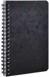 Clairefontaine, spiral  black notebook, 11x17cm, 120 pages, white ruled paper 90gsm, perforated, Paper Dividers with Document Pockets, 786161C