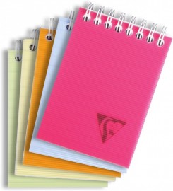 Clairefontaine Linicolor Fresh 328666C Notepad  with Double Spiral on the Head A7, 7.5 x 10.5 cm, 160 pages 90 g, Lined microperforated, Polypropylene Cover,