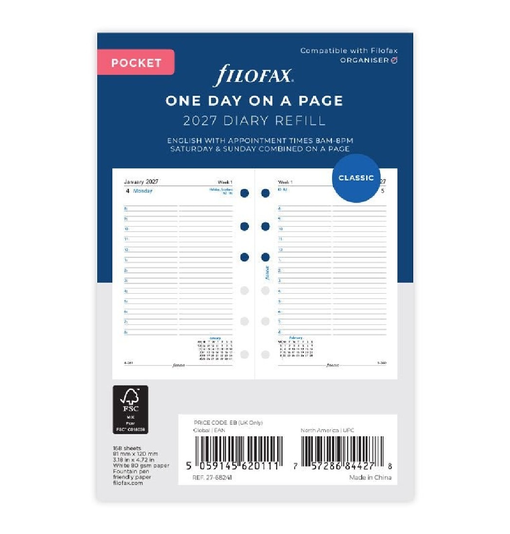 Refill Pocket 2027 Daily English 27-68241 Filofax