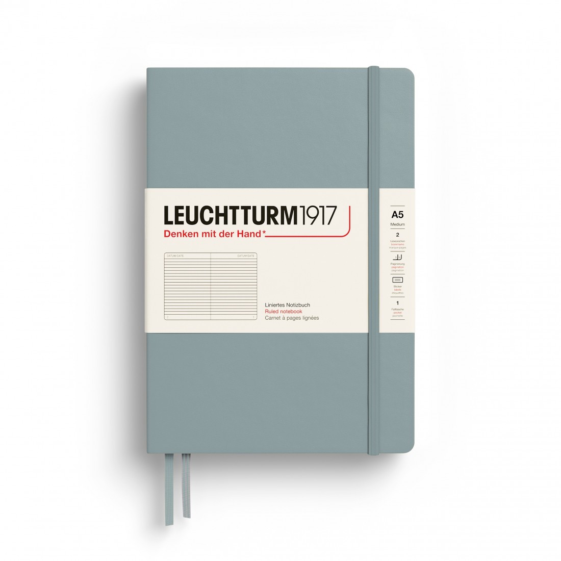 Leuchtturm 1917 notebook hard cover, lined, 251 pages, 80gsm, Dove 400881