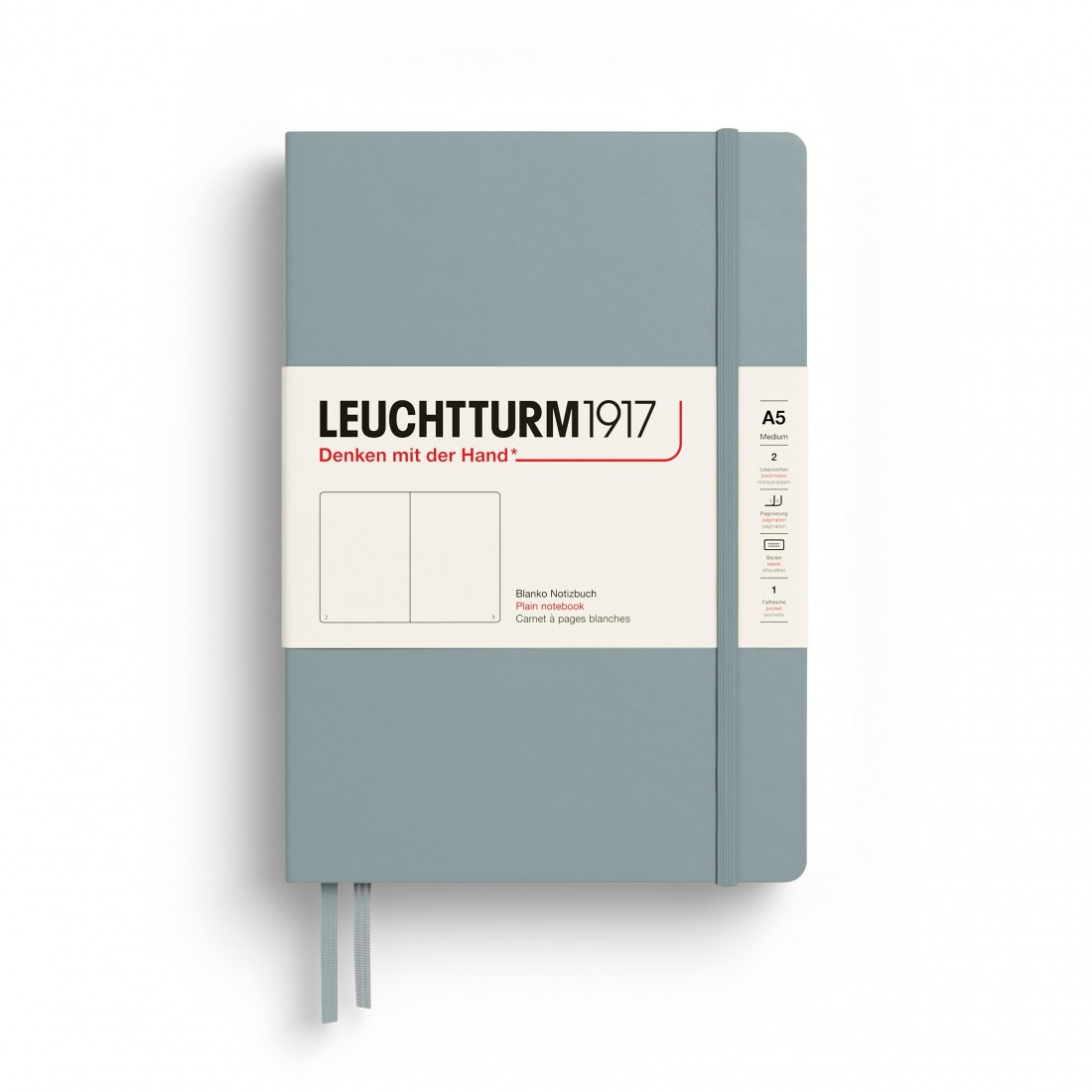Leuchtturm 1917 notebook hard cover, plain, 251 pages, 80gsm, Dove 400879