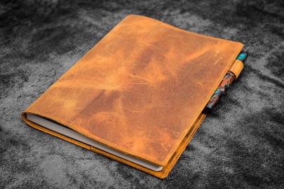 Galen Leather Slim B5 Notebook Planner Cover - Crazy Horse Brown