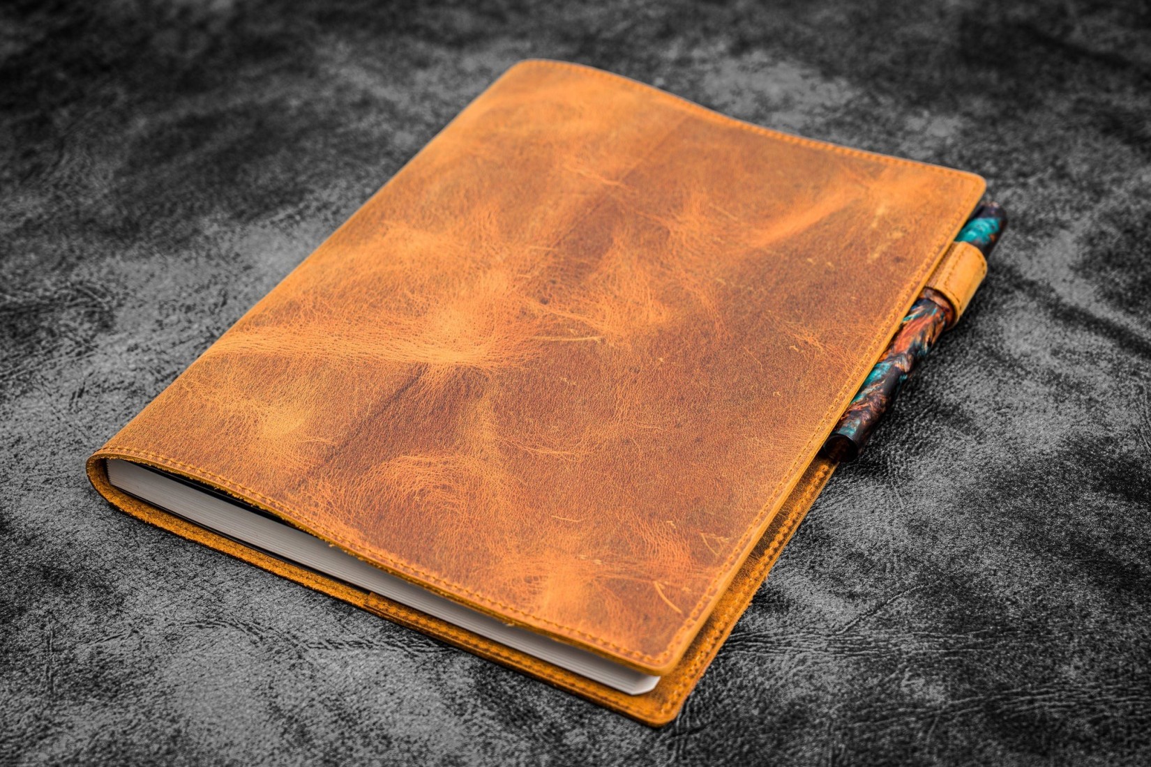 Galen Leather Slim B5 Notebook Planner Cover - Crazy Horse Brown
