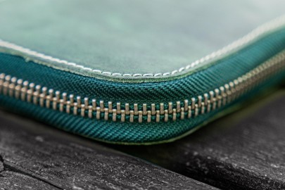Galen Leather Zippered 10 Slots Pen Case - Crazy Horse Forest Green