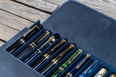 Galen Leather Magnum Opus 12 Slots Hard Pen Case with Removable Pen Tray -