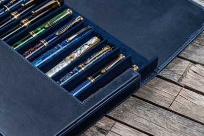 Galen Leather Magnum Opus 12 Slots Hard Pen Case with Removable Pen Tray -