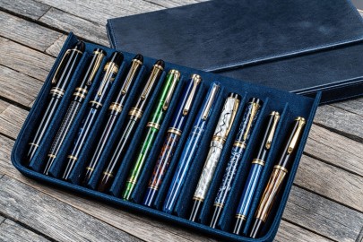 Galen Leather Magnum Opus 12 Slots Hard Pen Case with Removable Pen Tray -