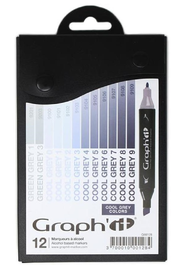Μαρκαδόροι Οινοπνεύματος με Διπλή Μύτη Cool Grey Colors GI00128 Graphit