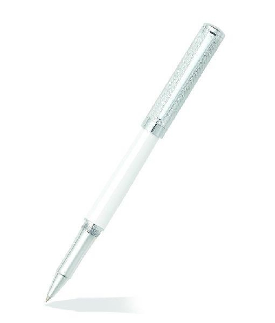 Sheaffer Intensity white gloss  body & Chrome plated spiral cap CT Rollerball  9240-1