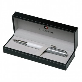 Sheaffer Intensity white gloss  body & Chrome plated spiral cap CT Rollerball  9240-1