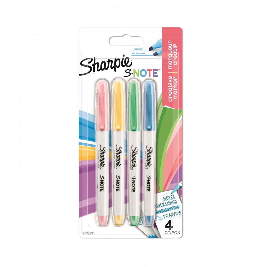 Permanent marker Sharpie S-Note 4 colours