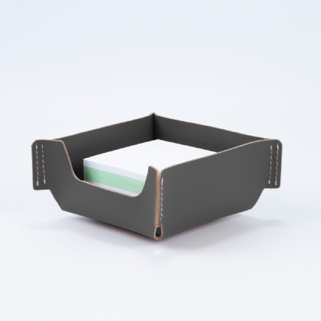 Memo Holder Stackable Grafite recycled leather Vacavaliente